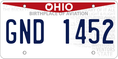 OH license plate GND1452