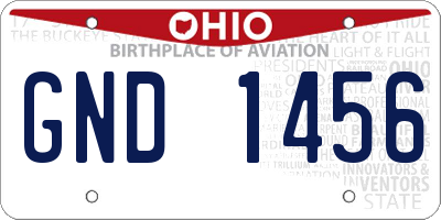 OH license plate GND1456