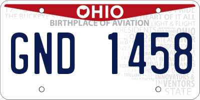 OH license plate GND1458