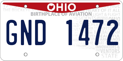 OH license plate GND1472