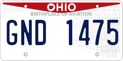 OH license plate GND1475