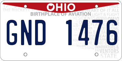 OH license plate GND1476