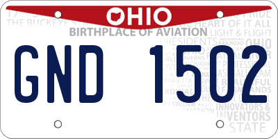 OH license plate GND1502
