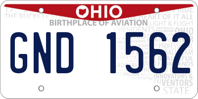 OH license plate GND1562