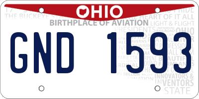 OH license plate GND1593