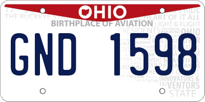 OH license plate GND1598