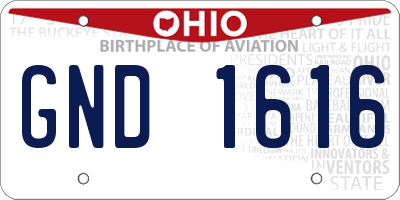OH license plate GND1616