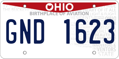 OH license plate GND1623