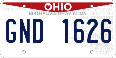 OH license plate GND1626