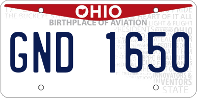 OH license plate GND1650