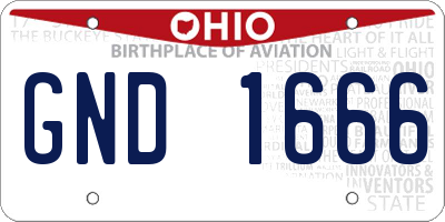 OH license plate GND1666