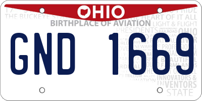 OH license plate GND1669