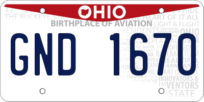 OH license plate GND1670