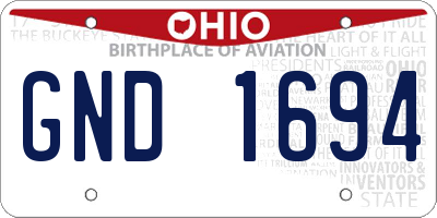 OH license plate GND1694
