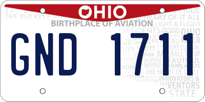 OH license plate GND1711