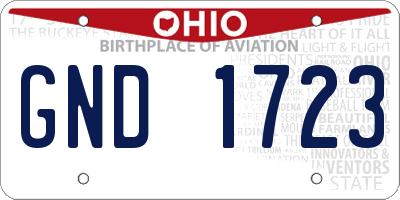 OH license plate GND1723
