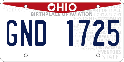 OH license plate GND1725