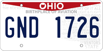 OH license plate GND1726