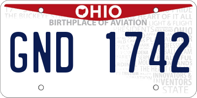 OH license plate GND1742