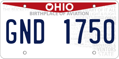 OH license plate GND1750