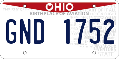 OH license plate GND1752