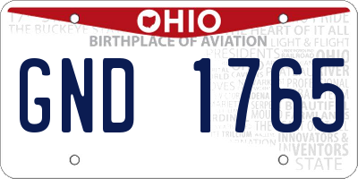 OH license plate GND1765