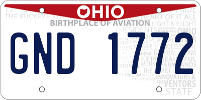 OH license plate GND1772