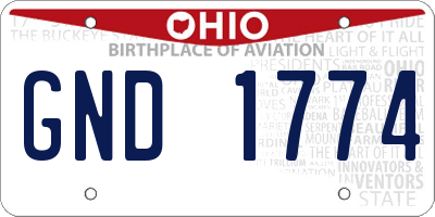 OH license plate GND1774