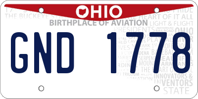 OH license plate GND1778