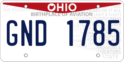 OH license plate GND1785
