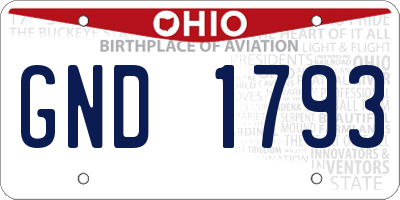 OH license plate GND1793