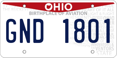 OH license plate GND1801