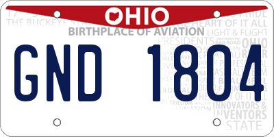 OH license plate GND1804