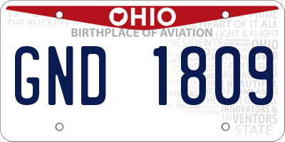 OH license plate GND1809