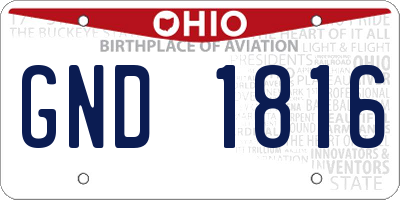 OH license plate GND1816