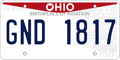 OH license plate GND1817