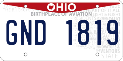 OH license plate GND1819