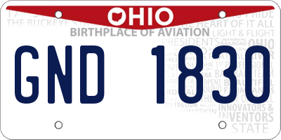 OH license plate GND1830