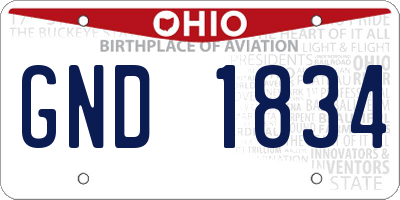 OH license plate GND1834