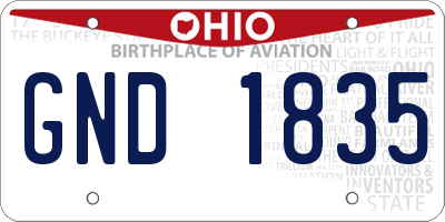 OH license plate GND1835