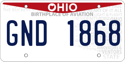 OH license plate GND1868