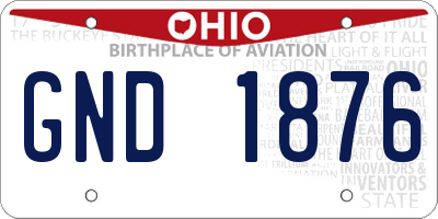 OH license plate GND1876