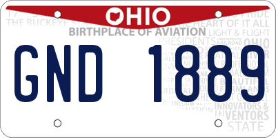 OH license plate GND1889