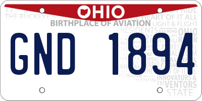 OH license plate GND1894