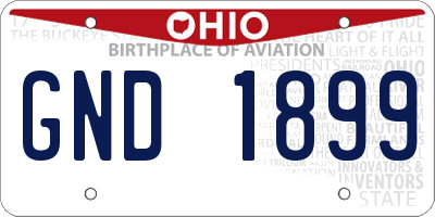 OH license plate GND1899