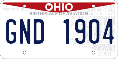 OH license plate GND1904