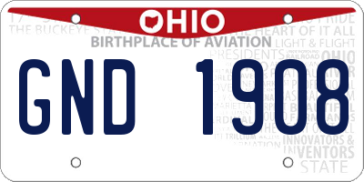 OH license plate GND1908