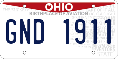 OH license plate GND1911