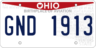 OH license plate GND1913