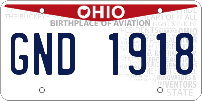 OH license plate GND1918